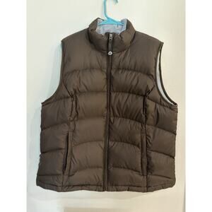 LL Bean Womens Puffer Goose Down Vest Brown Insulated Full Zip Lightweight XL
